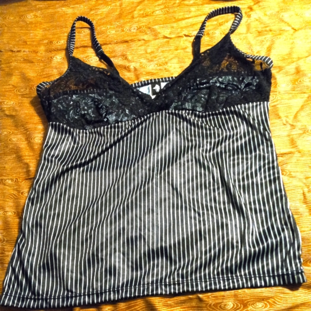 Hot Topic y2k lace and pinstripe camisole